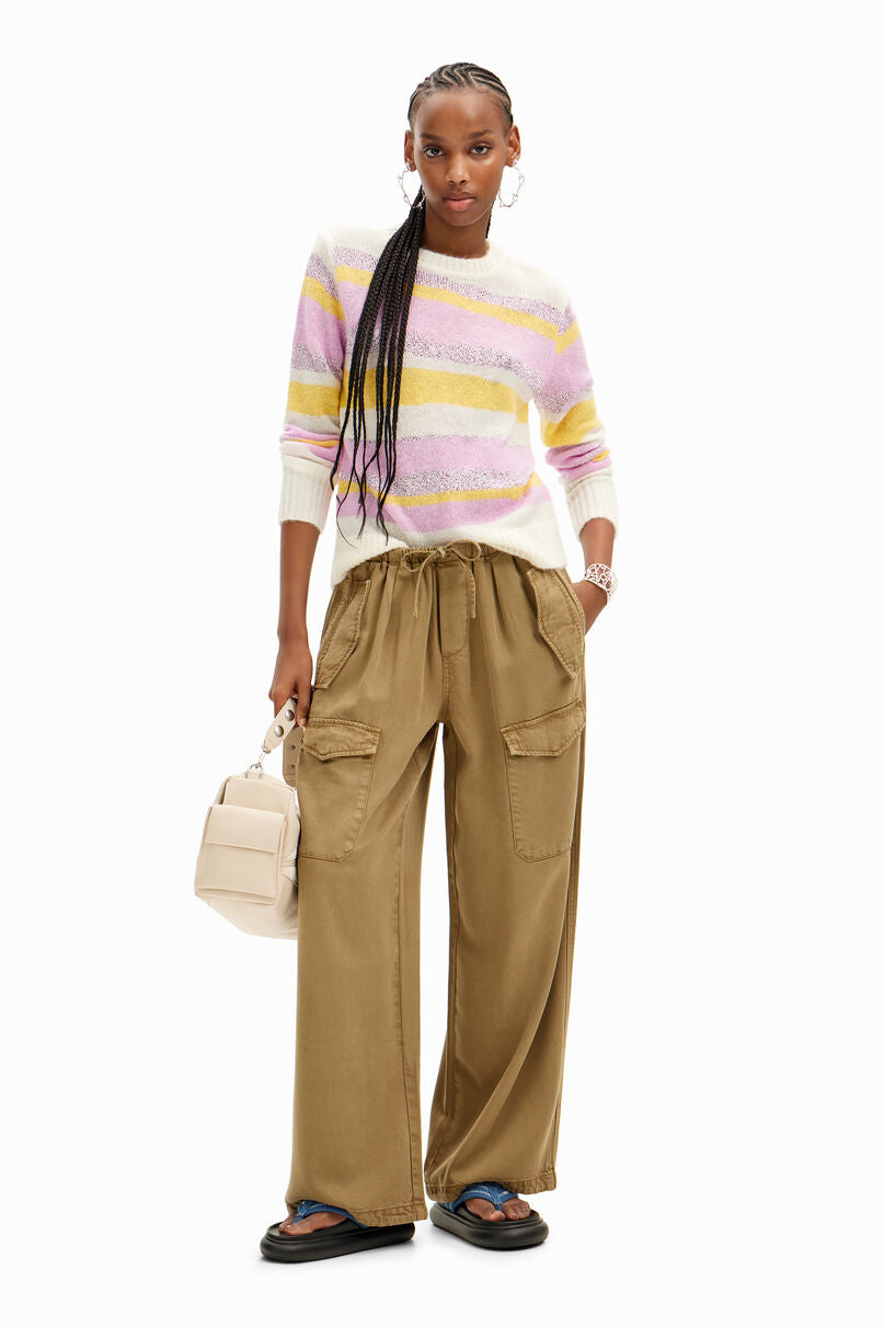Striped knit pullover