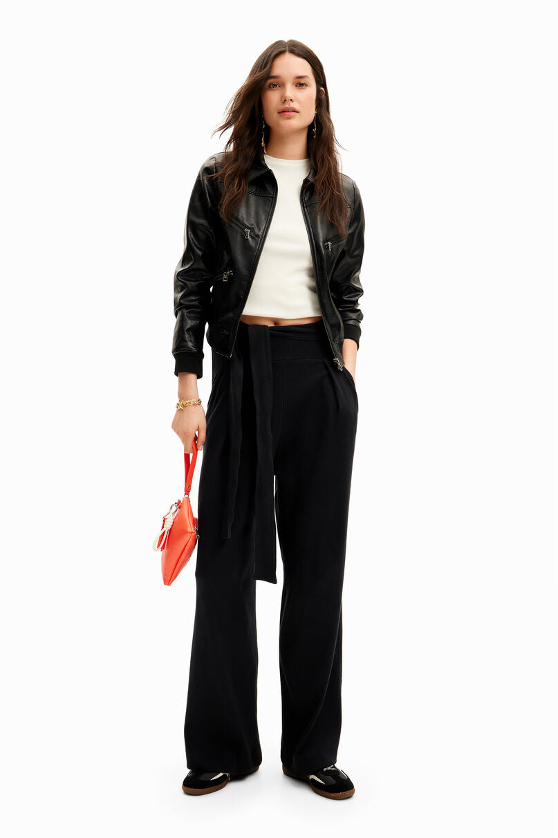 Wide-leg knit trousers