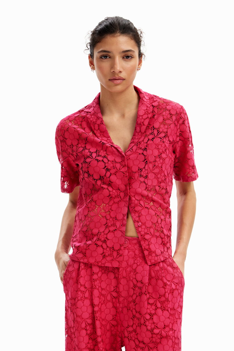 Tailored floral lace trousers