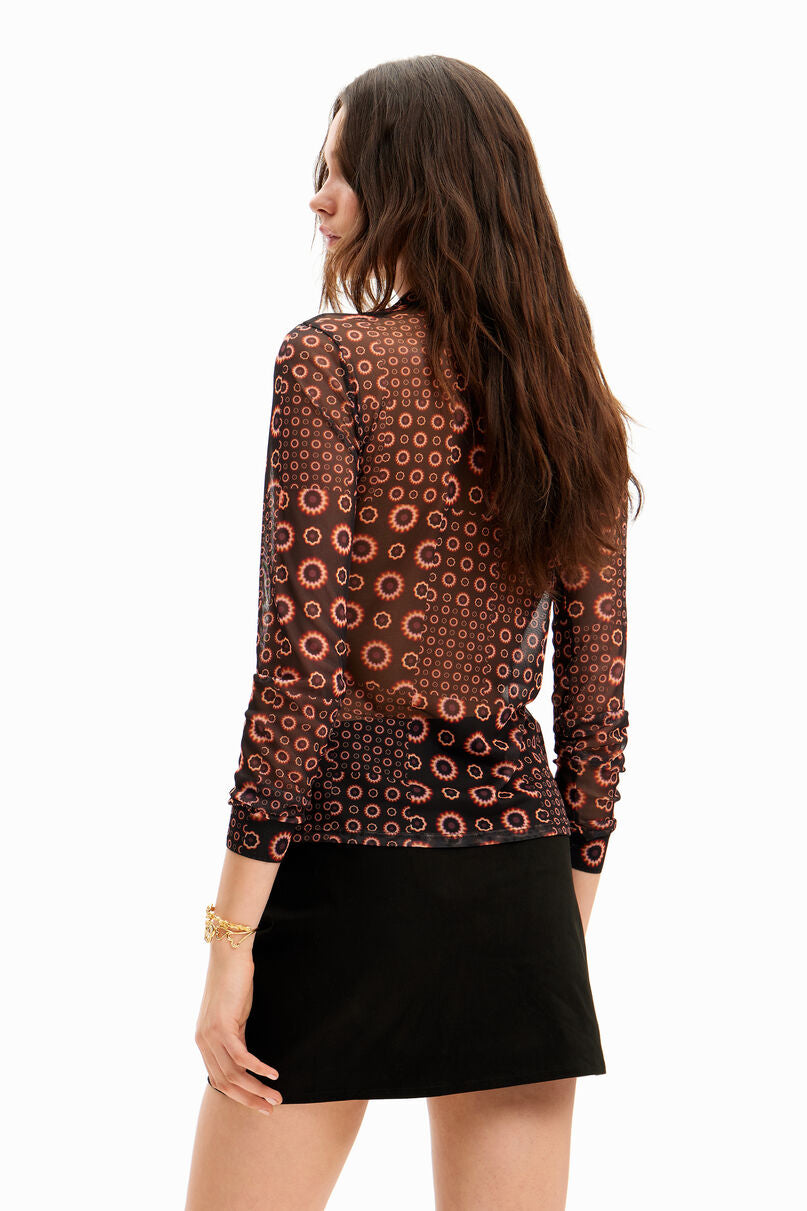 Patchwork gathered T-shirt