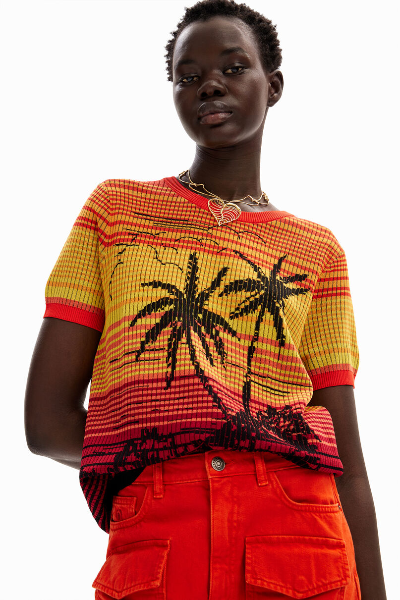 Knit palm tree T-shirt