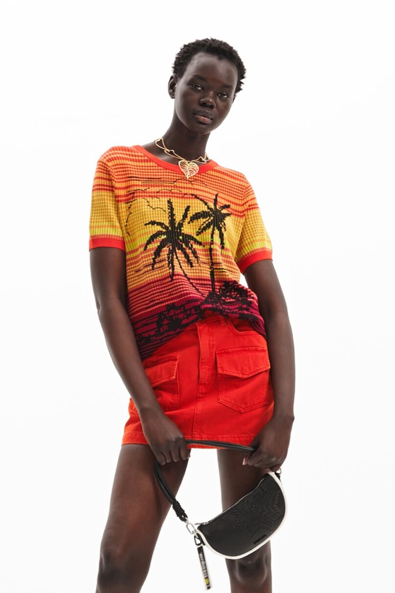 Knit palm tree T-shirt