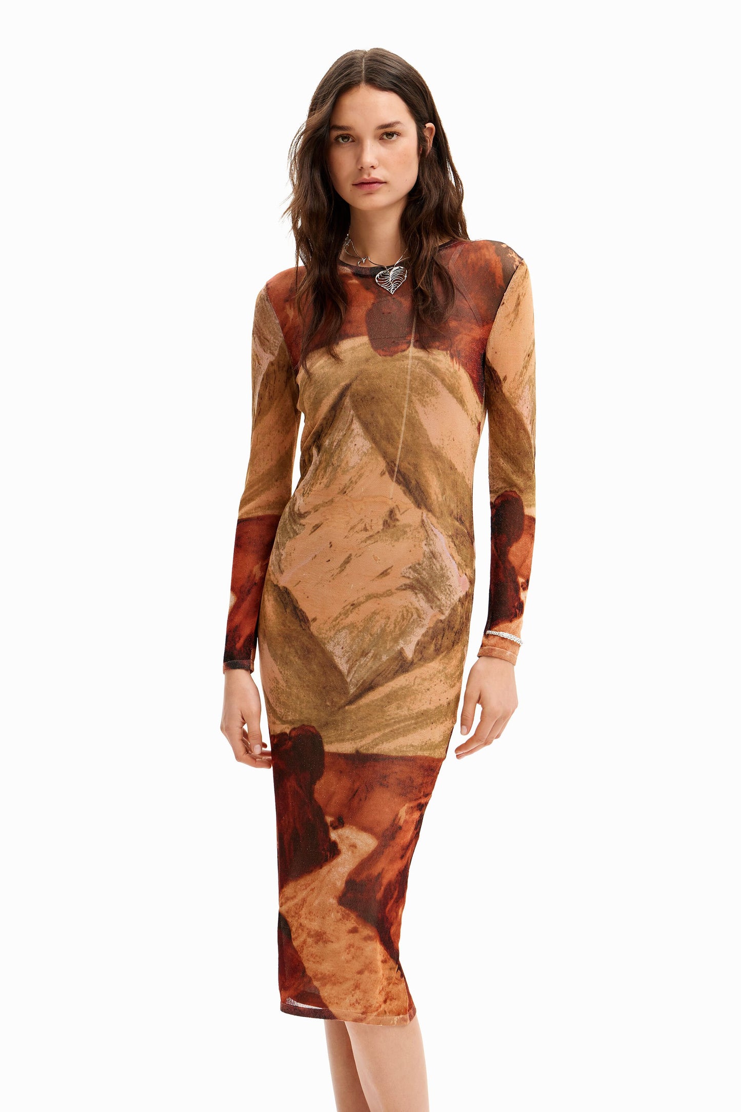 Landscape knit midi dress