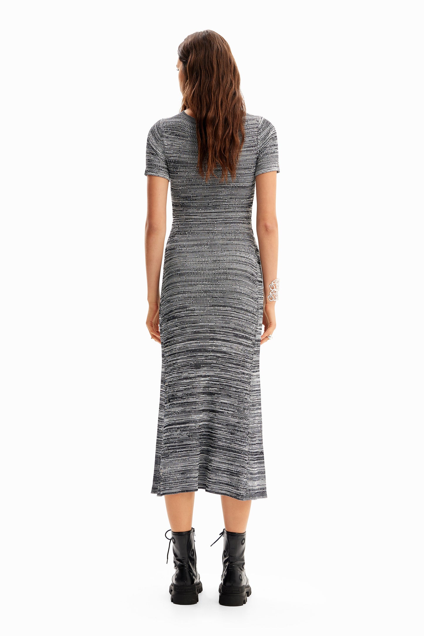 Long mottled ribbed dress