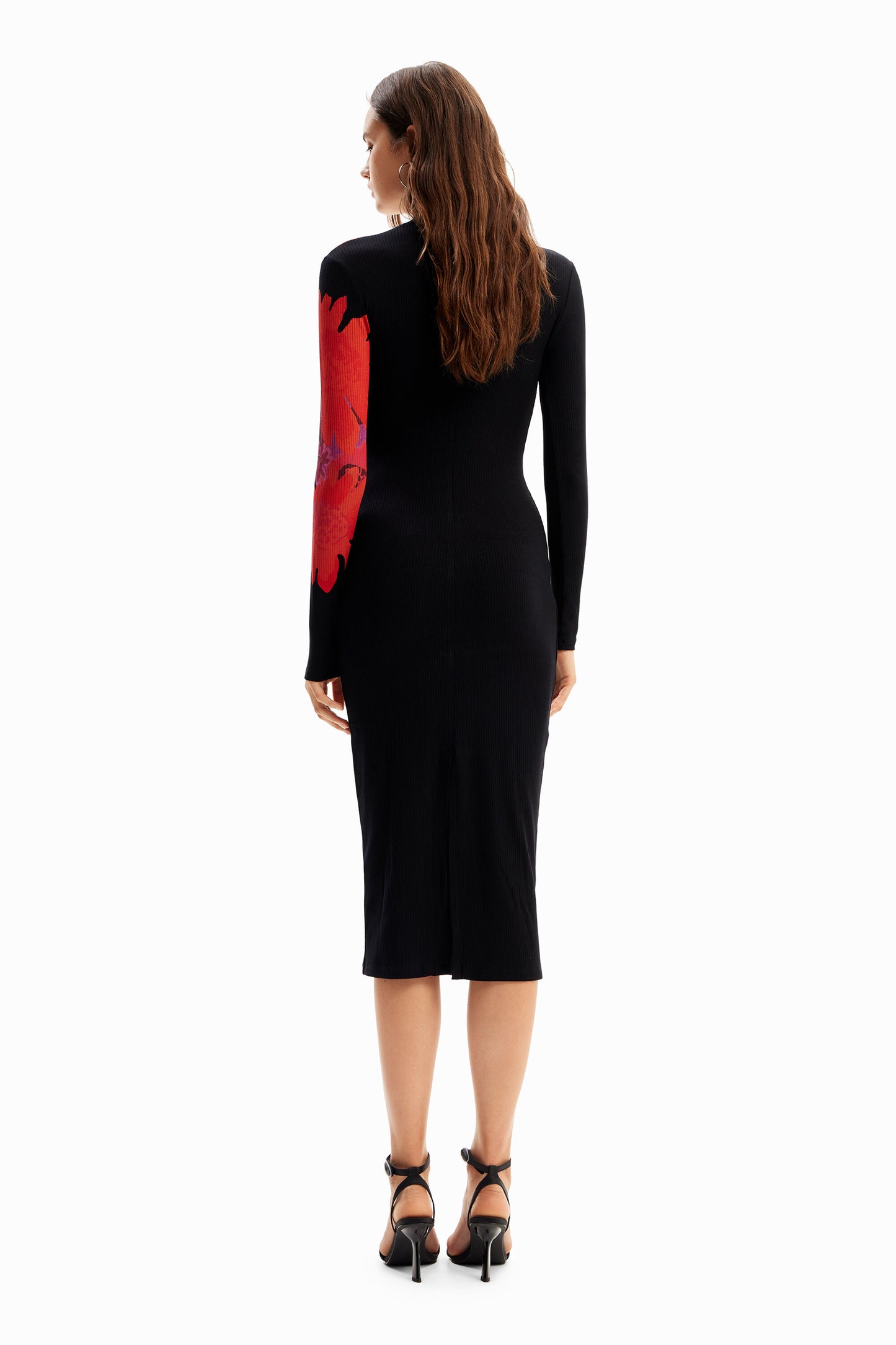 Ribbed floral midi dress