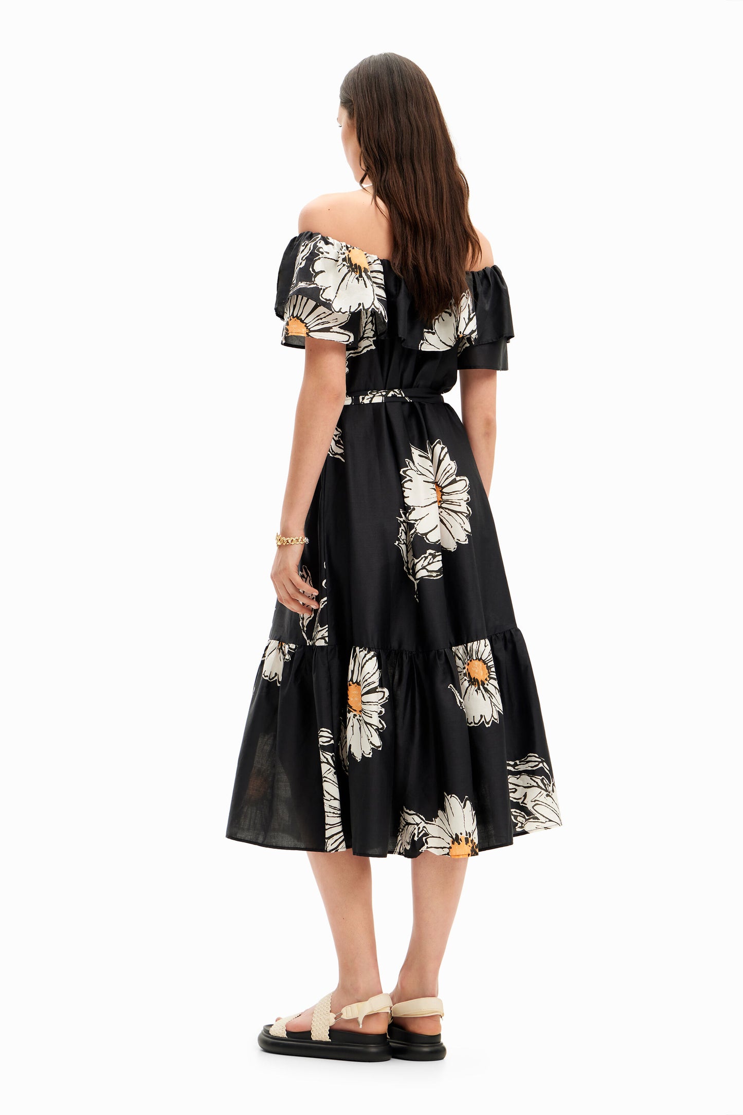 Daisy ruffle midi dress
