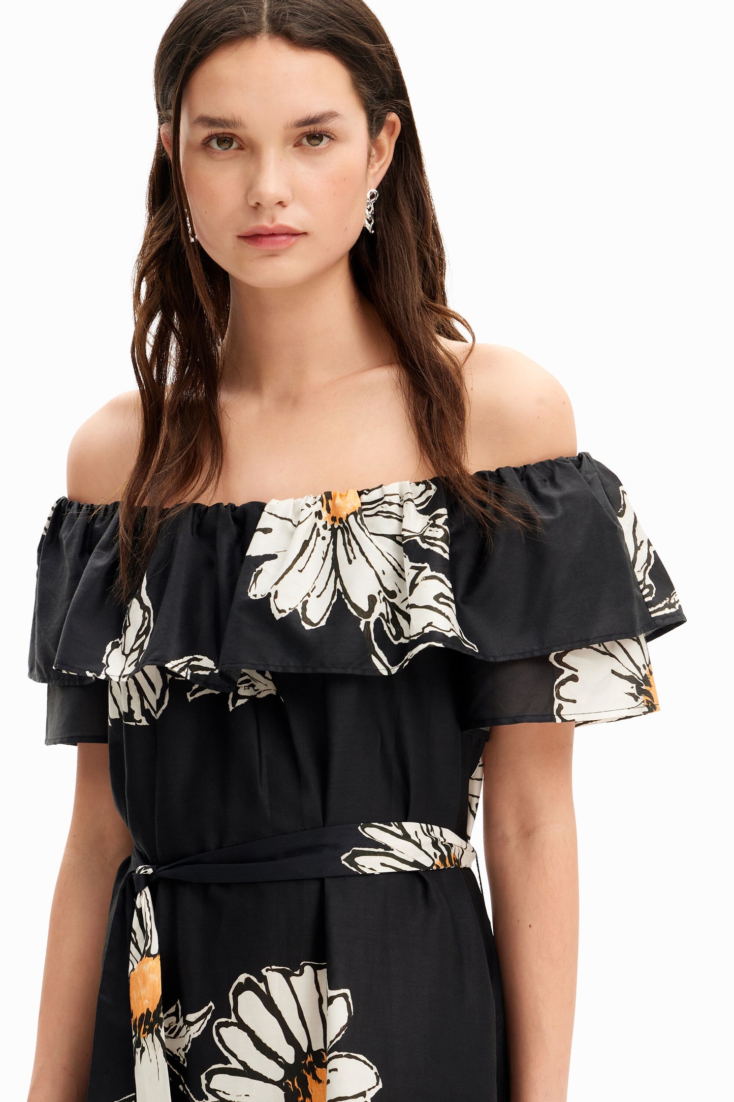 Daisy ruffle midi dress