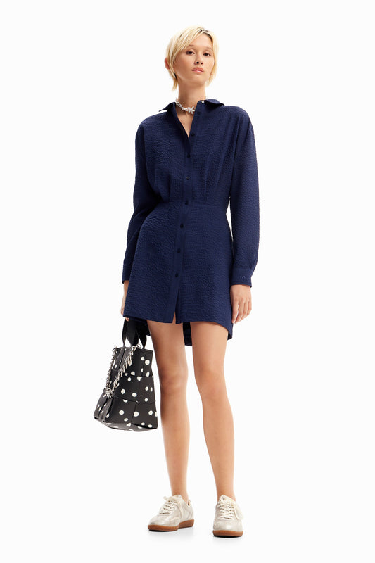 Short textured shirt dress