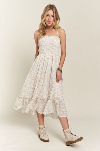 ADORA Gesmoktes geblümtes Camisole-Kleid mit Rüschensaum