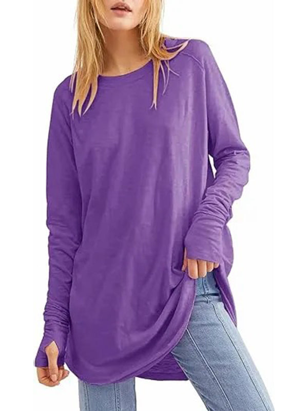 Damen lässige, lockere T-Shirts mit Daumenlöchern (3 kaufen, kostenloser Versand)