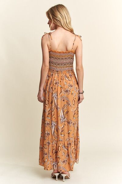 ADORA gesmoktes bedrucktes Neckholder-Kleid mit Bindebändern an den Schultern