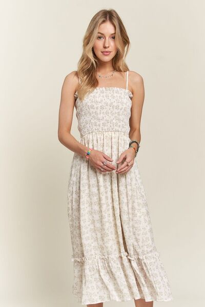 ADORA Gesmoktes geblümtes Camisole-Kleid mit Rüschensaum
