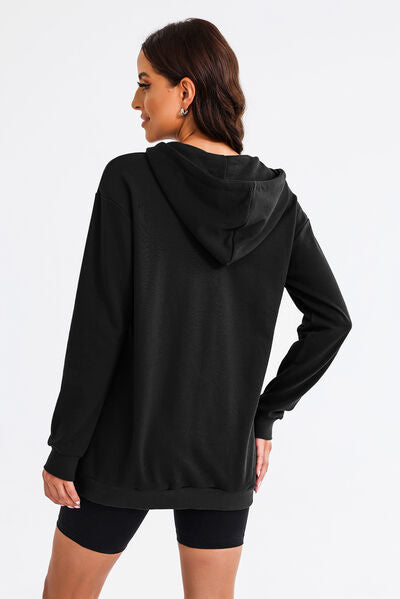 Kapuzenkleid mit halbem Reißverschluss und Tunnelzug