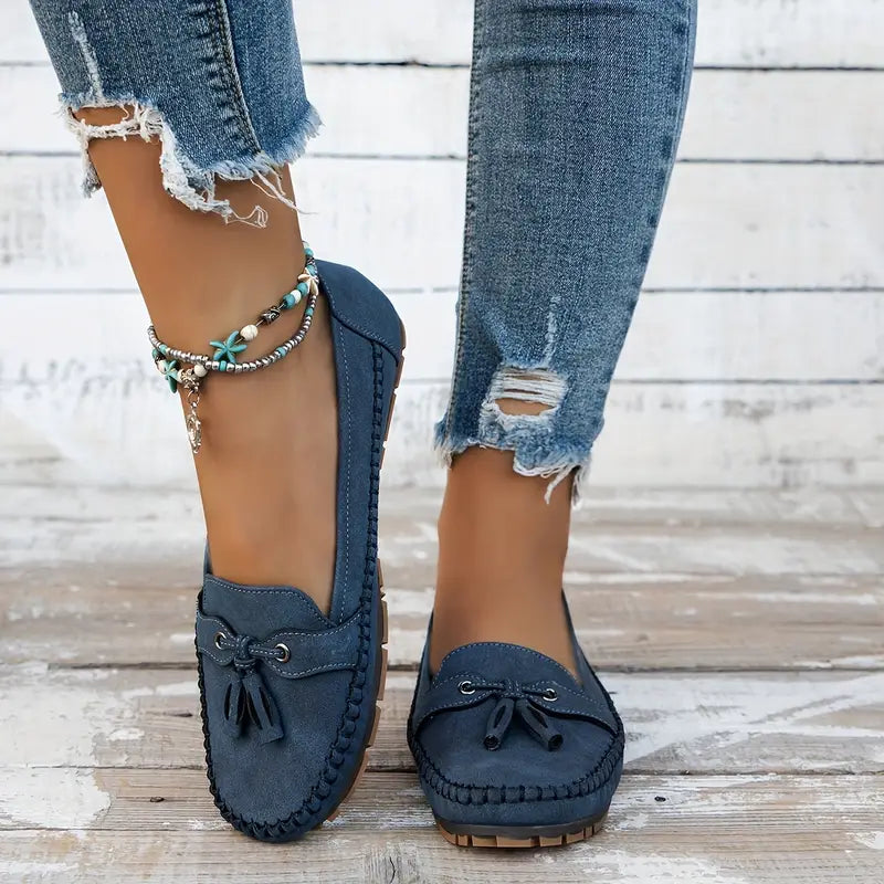 Bequeme, weiche Loafers für Damen im Vintage-Stil mit Schleife