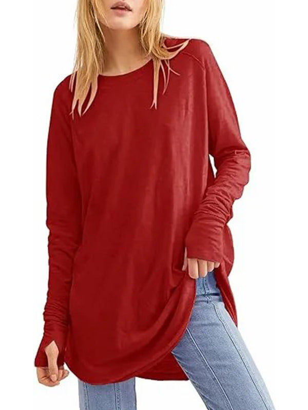Damen lässige, lockere T-Shirts mit Daumenlöchern (3 kaufen, kostenloser Versand)