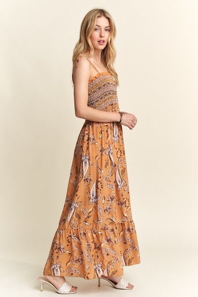 ADORA gesmoktes bedrucktes Neckholder-Kleid mit Bindebändern an den Schultern