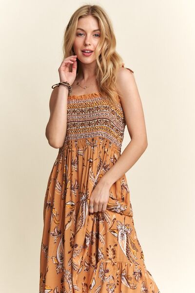 ADORA gesmoktes bedrucktes Neckholder-Kleid mit Bindebändern an den Schultern