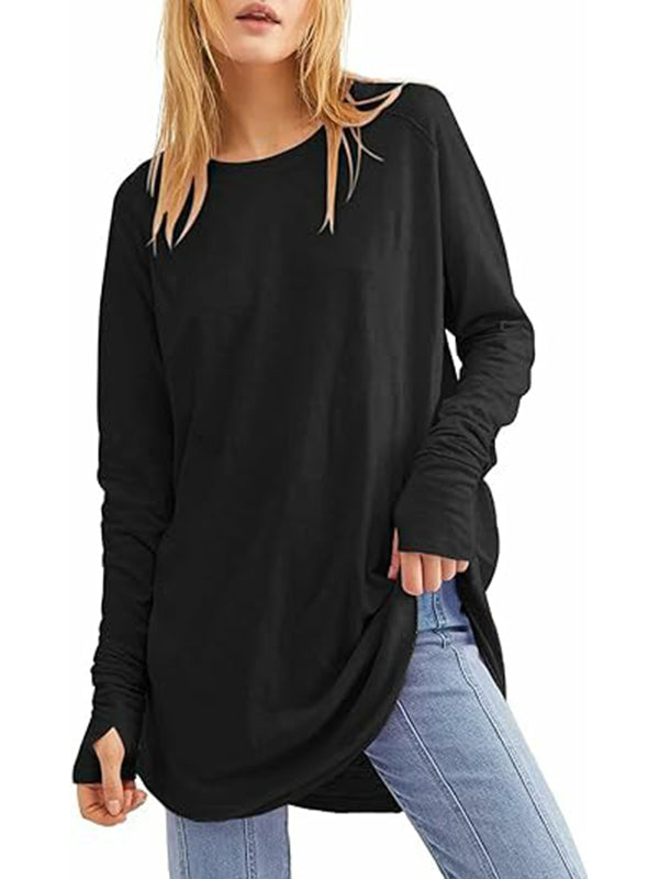 Damen lässige, lockere T-Shirts mit Daumenlöchern (3 kaufen, kostenloser Versand)