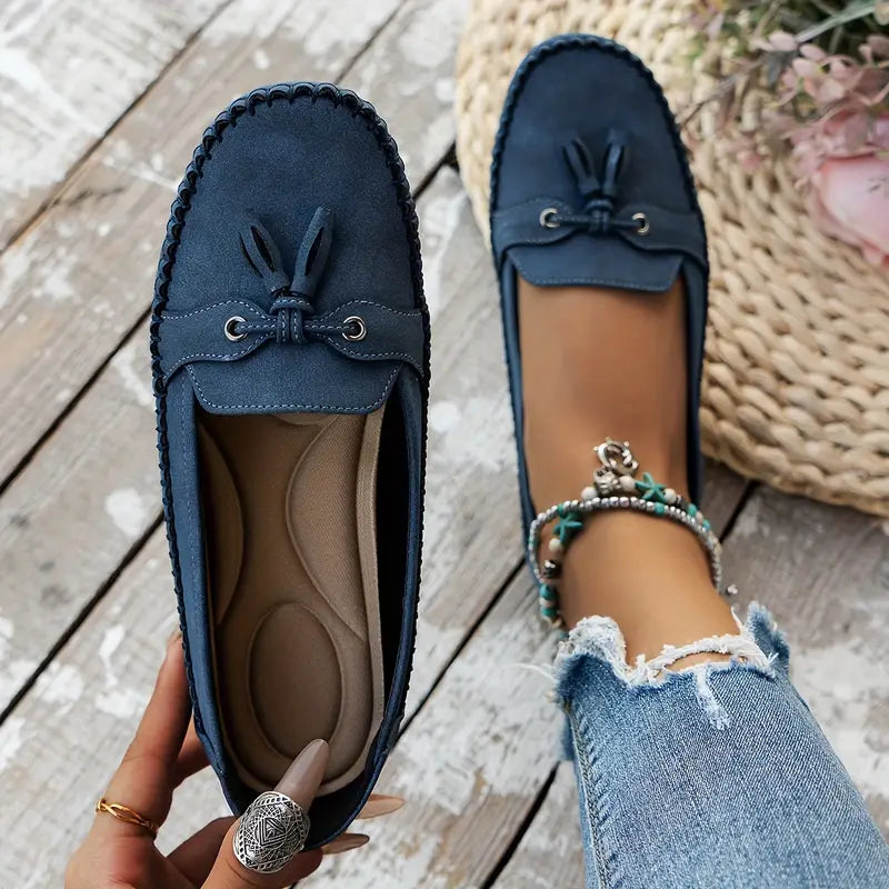 Bequeme, weiche Loafers für Damen im Vintage-Stil mit Schleife