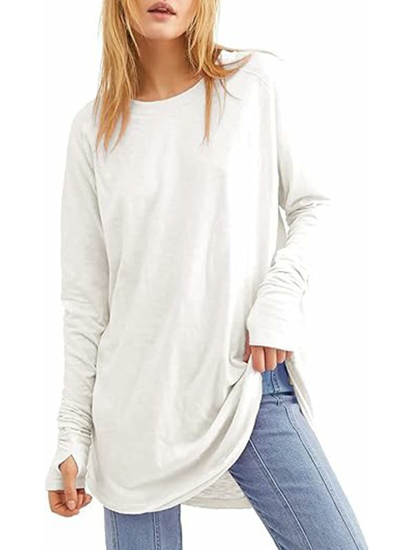 Damen lässige, lockere T-Shirts mit Daumenlöchern (3 kaufen, kostenloser Versand)