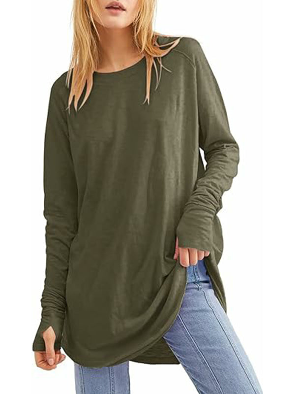 Damen lässige, lockere T-Shirts mit Daumenlöchern (3 kaufen, kostenloser Versand)