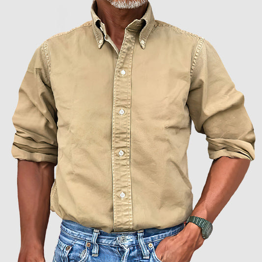 Herren Vintage Premium Langarmhemd mit Waschung