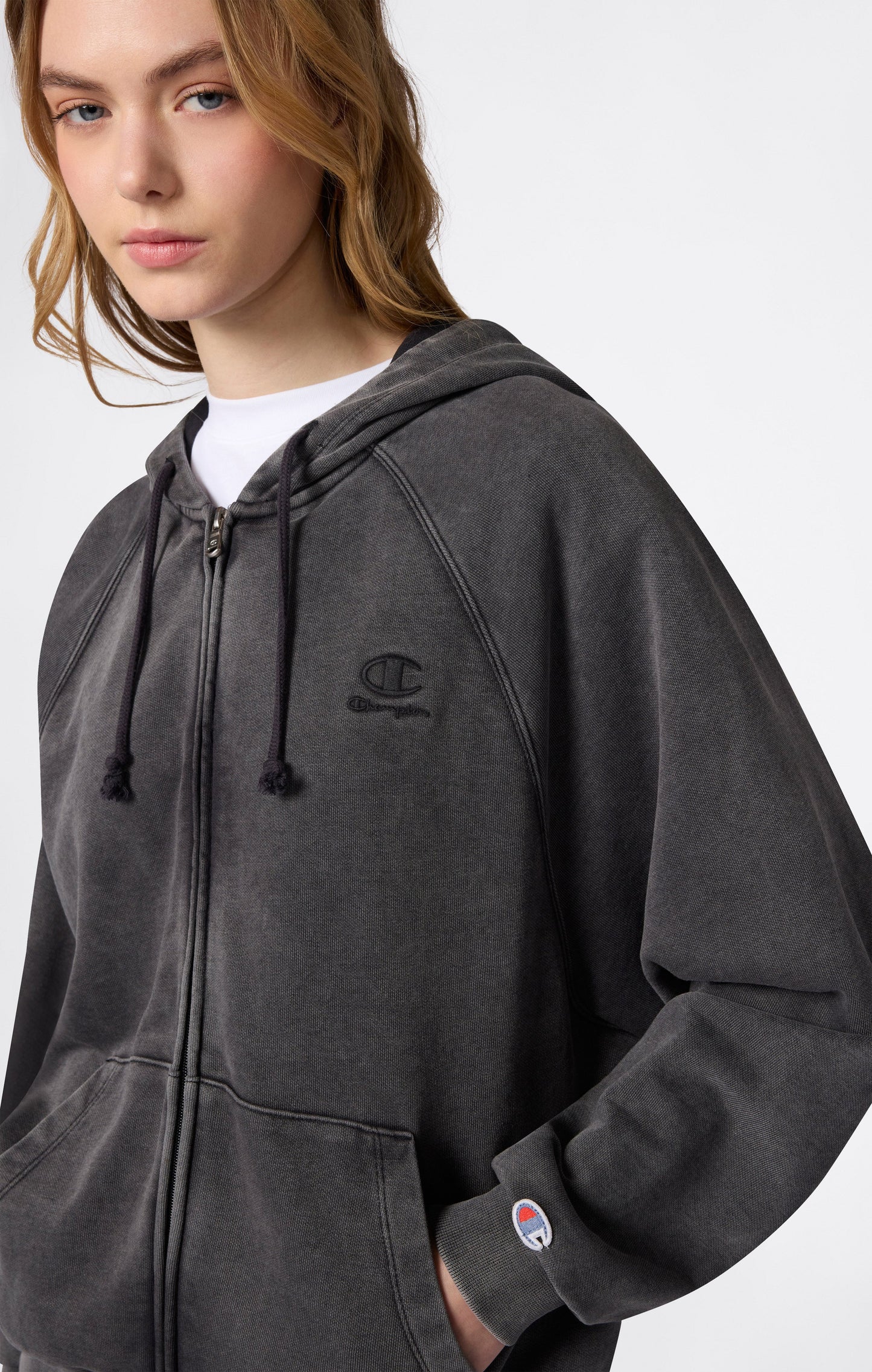 Damen-Kapuzenjacke mit durchgehendem Reißverschluss „Icons“ im Used-Look