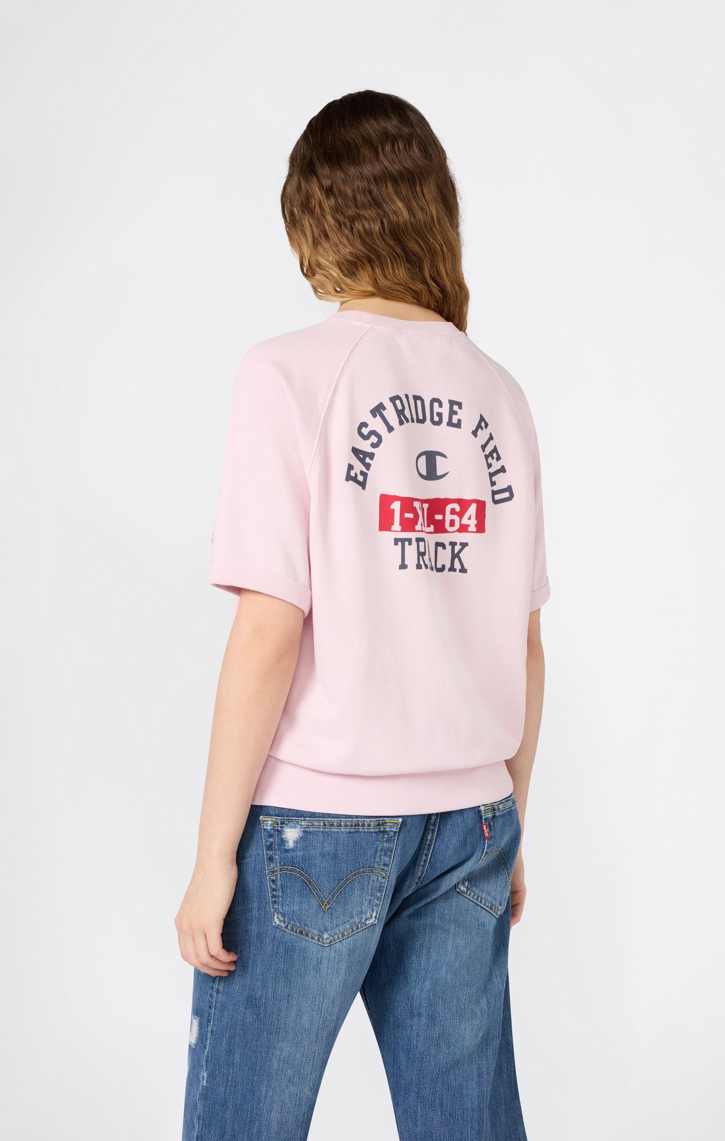 Damen Kurzarm-Rundhals-Sweatshirt mit Grafik