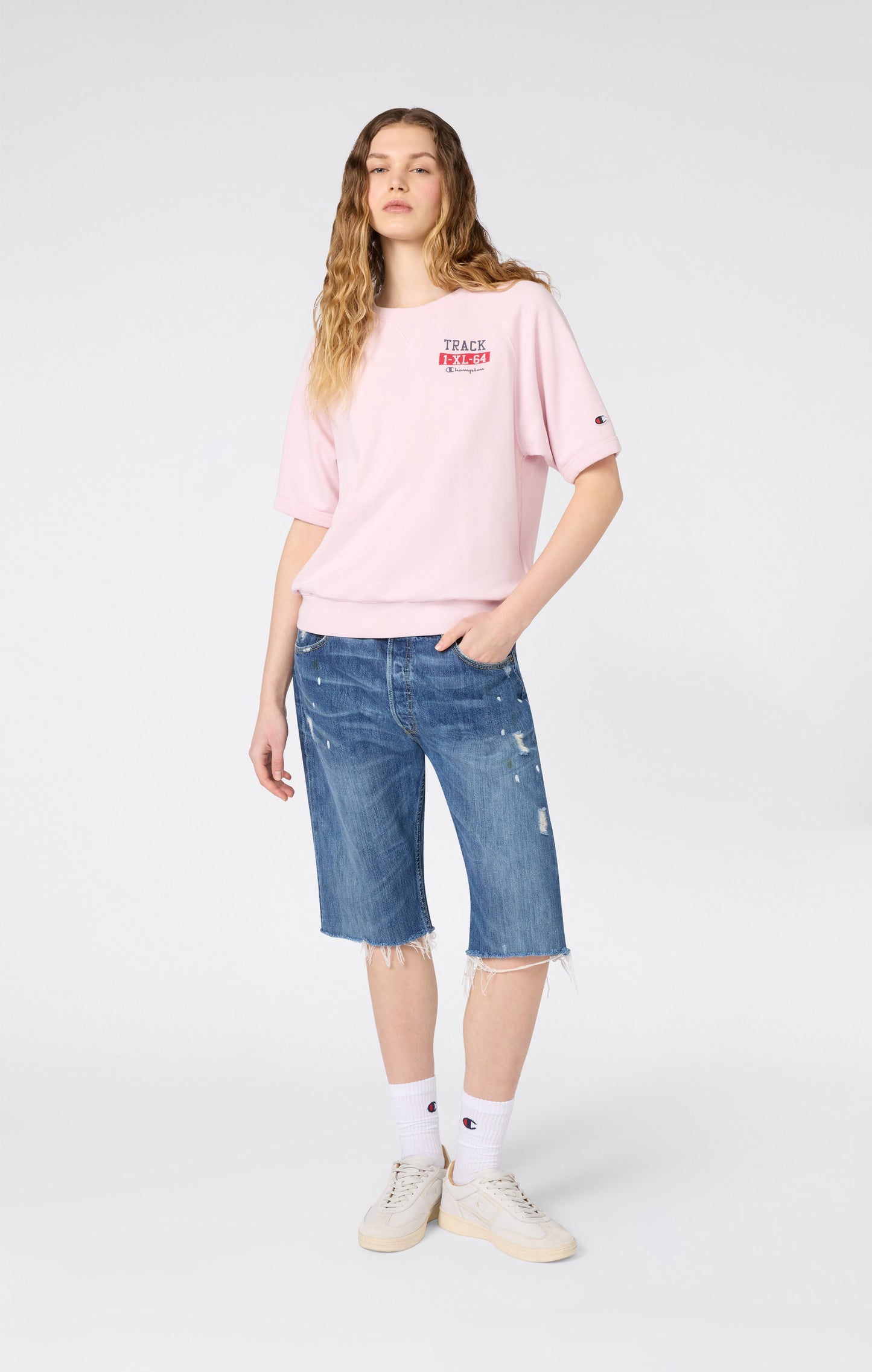 Damen Kurzarm-Rundhals-Sweatshirt mit Grafik