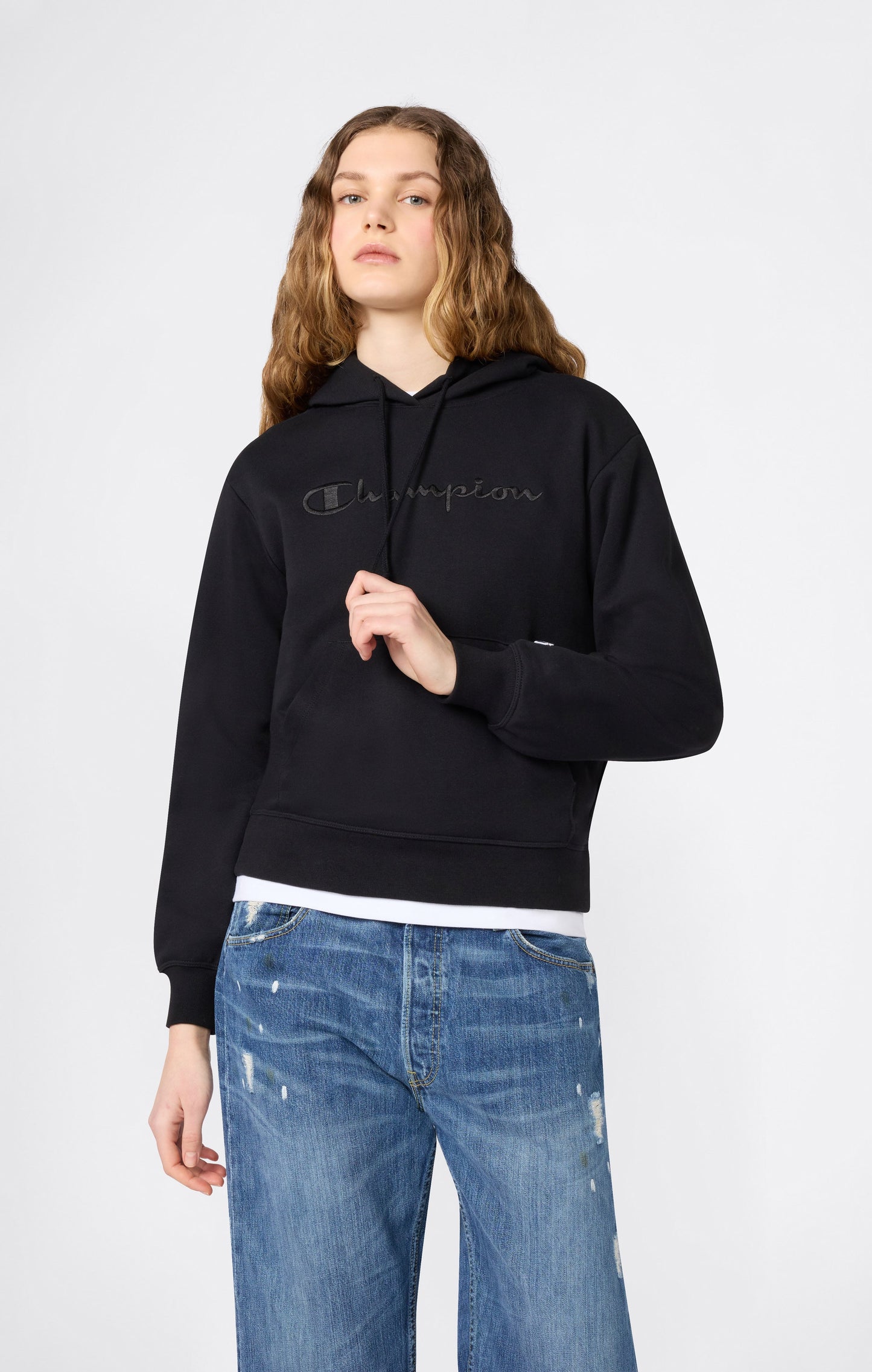 Women's Lightweight Hooded Sweatshirt with Tonal Embroidered Maxi Logo Icons
