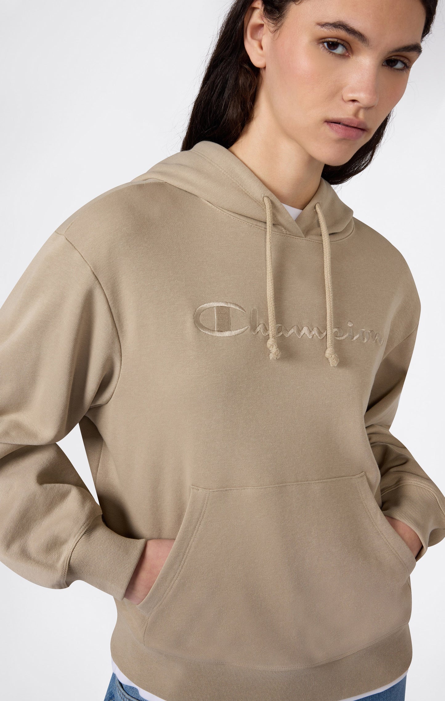 Women's Lightweight Hooded Sweatshirt with Tonal Embroidered Maxi Logo Icons