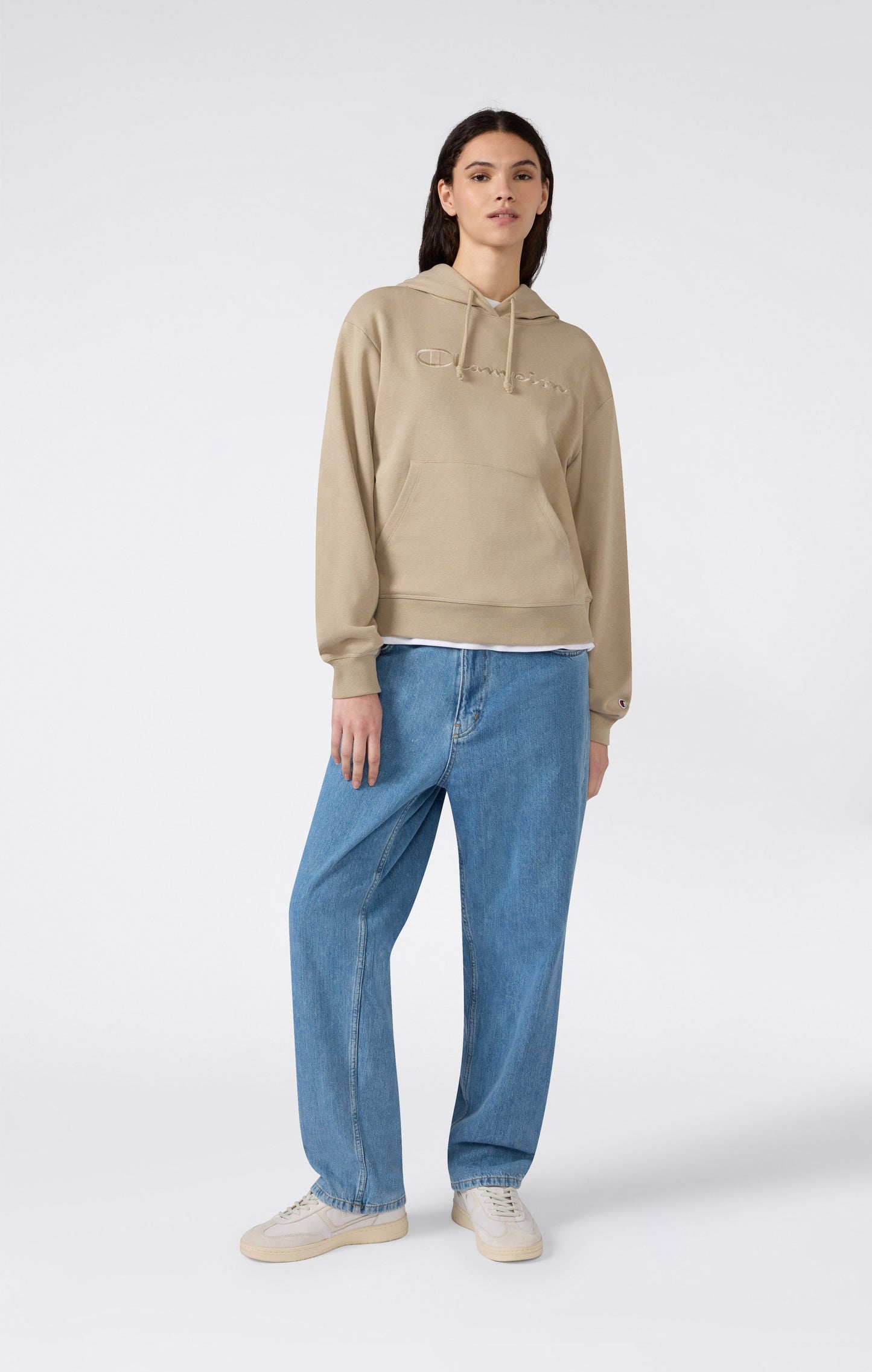 Women's Lightweight Hooded Sweatshirt with Tonal Embroidered Maxi Logo Icons