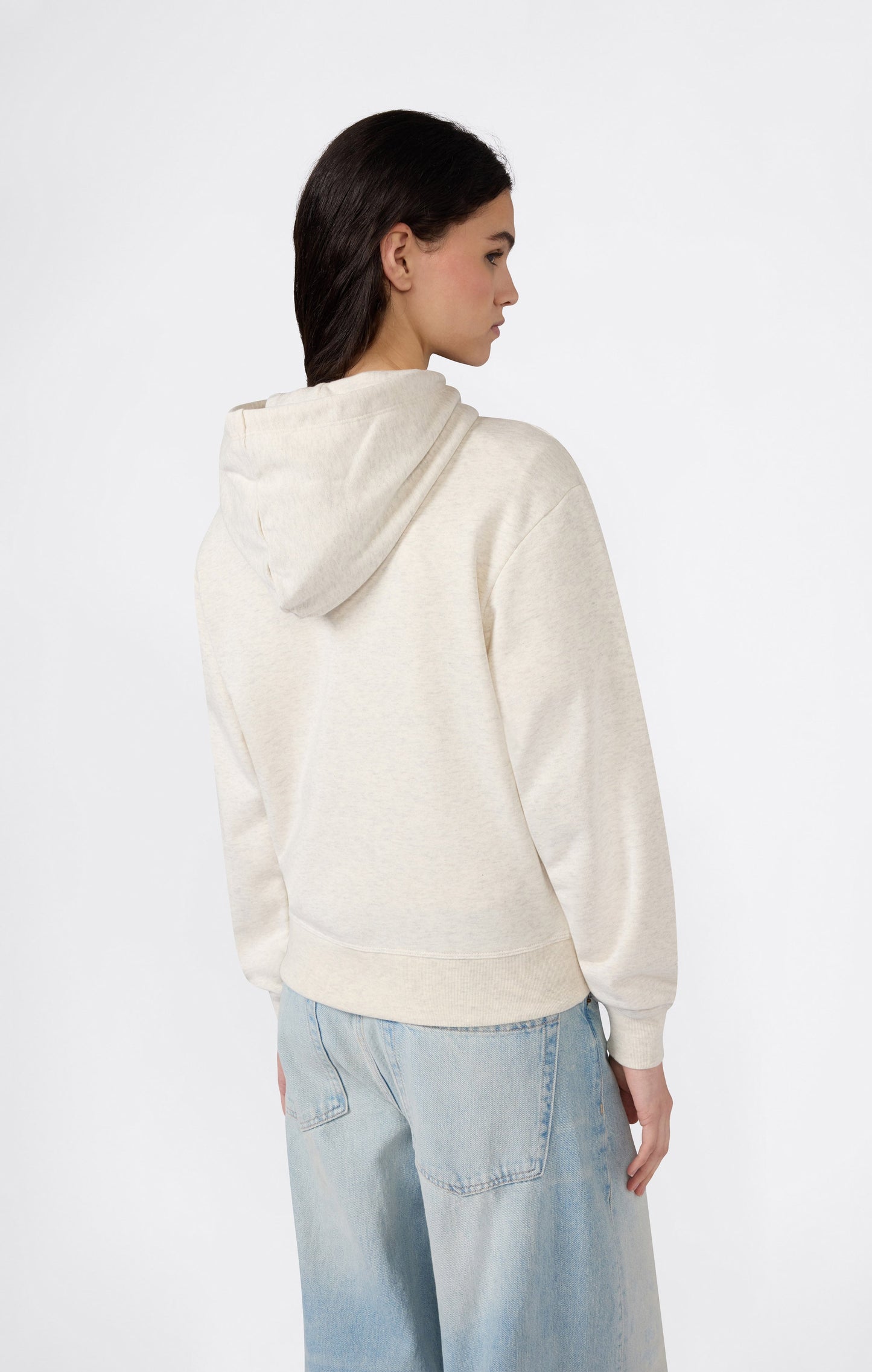 Leichter Kapuzenpullover für Damen mit tonalen gestickten C-Logo-Symbolen