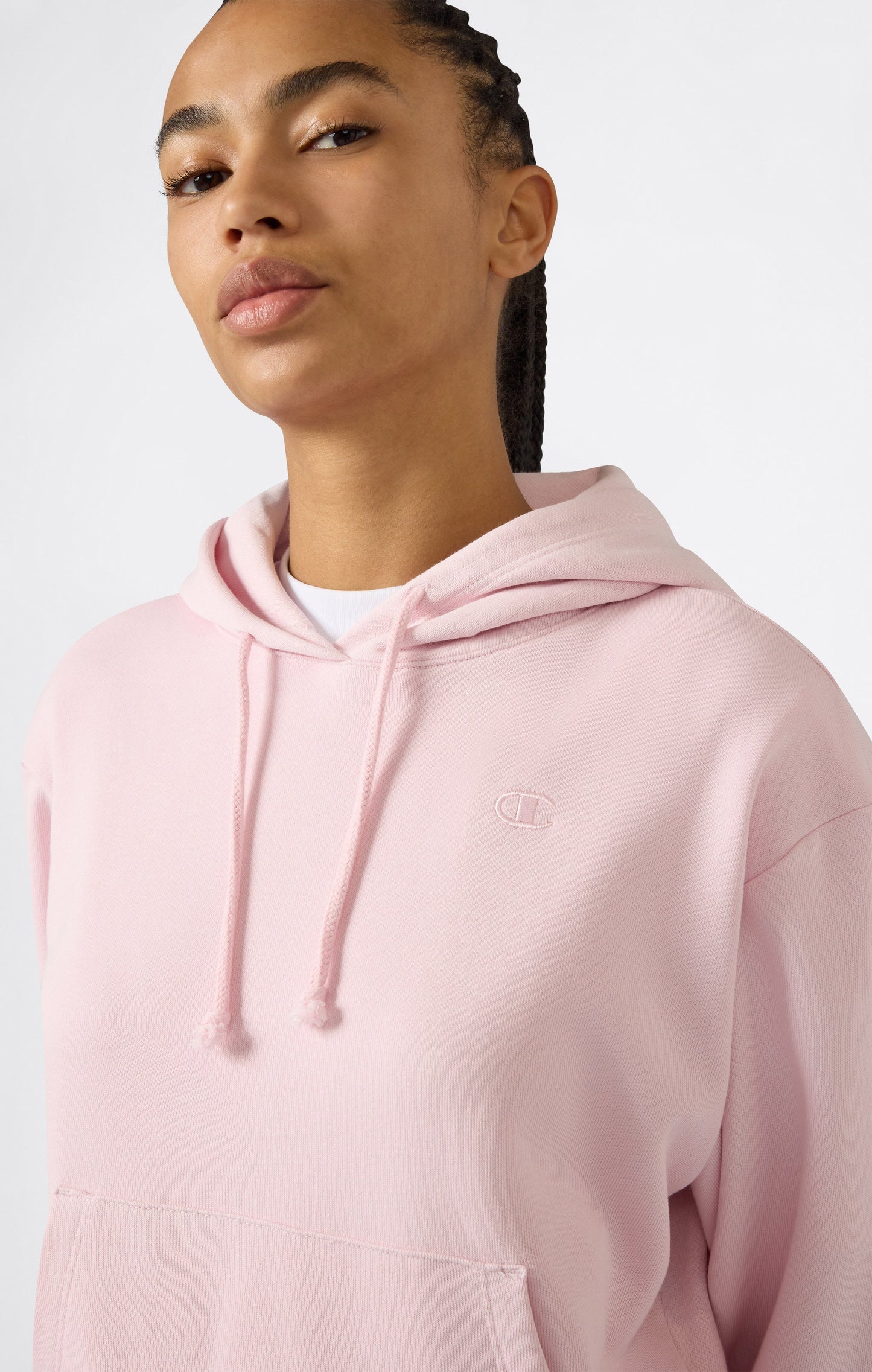 Women's Lightweight Hooded Sweatshirt with Tonal Embroidered C Logo Icons