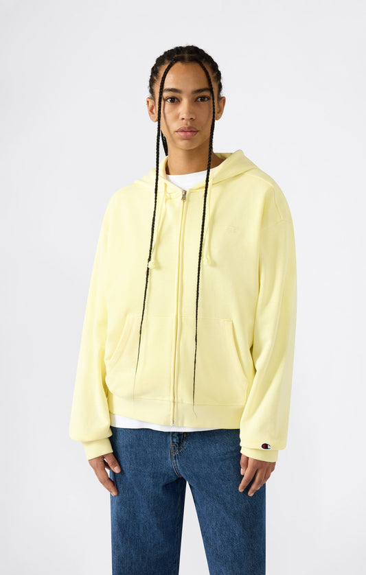 Women's Lightweight Full Zip Hooded Sweatshirt with Tonal Embroidered C Logo Icons