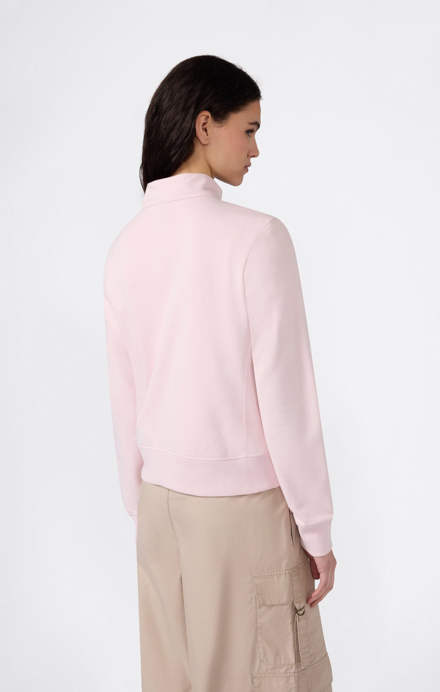 Damen Leichtes Sweatshirt mit durchgehendem Reißverschluss und Ton-in-Ton gestickten C-Logo-Symbolen