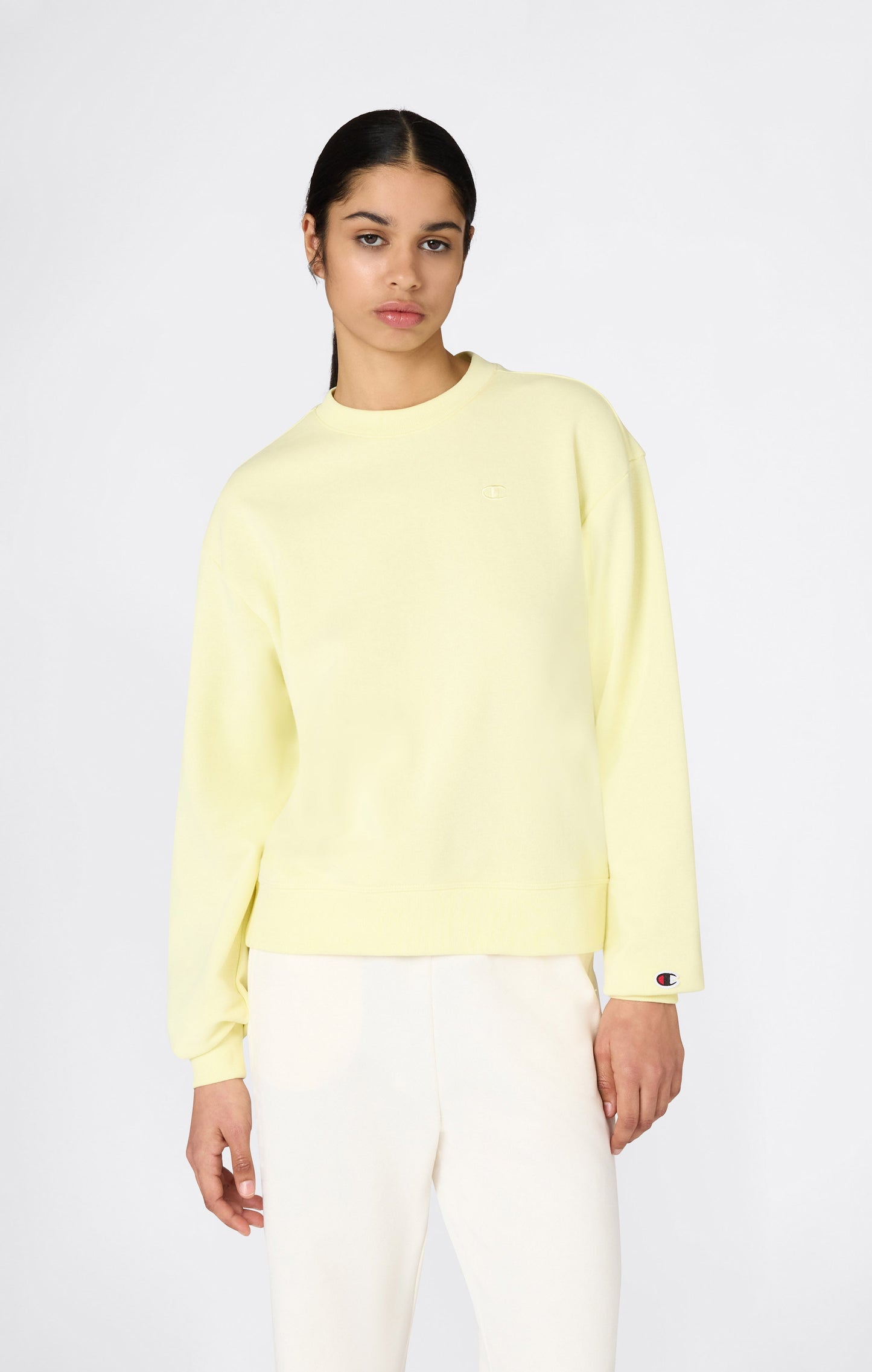 Women's Lightweight Crewneck Sweatshirt with Tonal Embroidered C Logo Icons