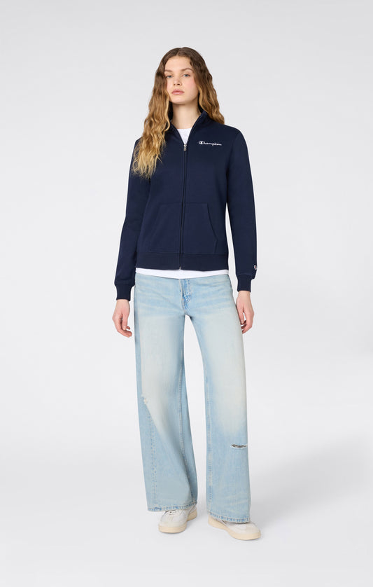Leichtes Damen-Sweatshirt mit durchgehendem Reißverschluss und kontrastierenden Logo-Symbolen