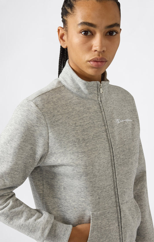 Leichtes Damen-Sweatshirt mit durchgehendem Reißverschluss und kontrastierenden Logo-Symbolen