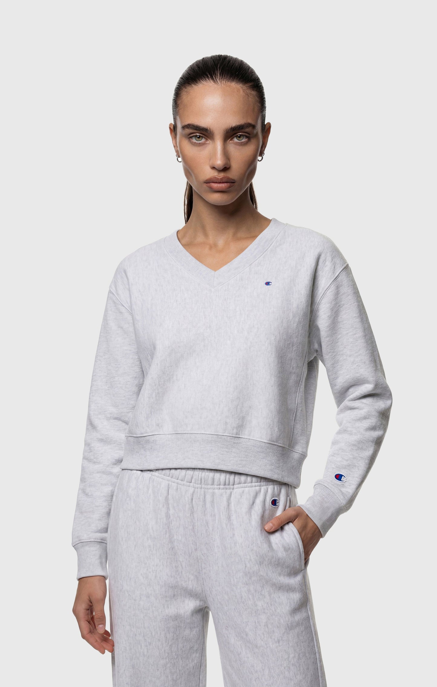 Women's Lightweight Reverse Weave V-Neck Sweatshirt