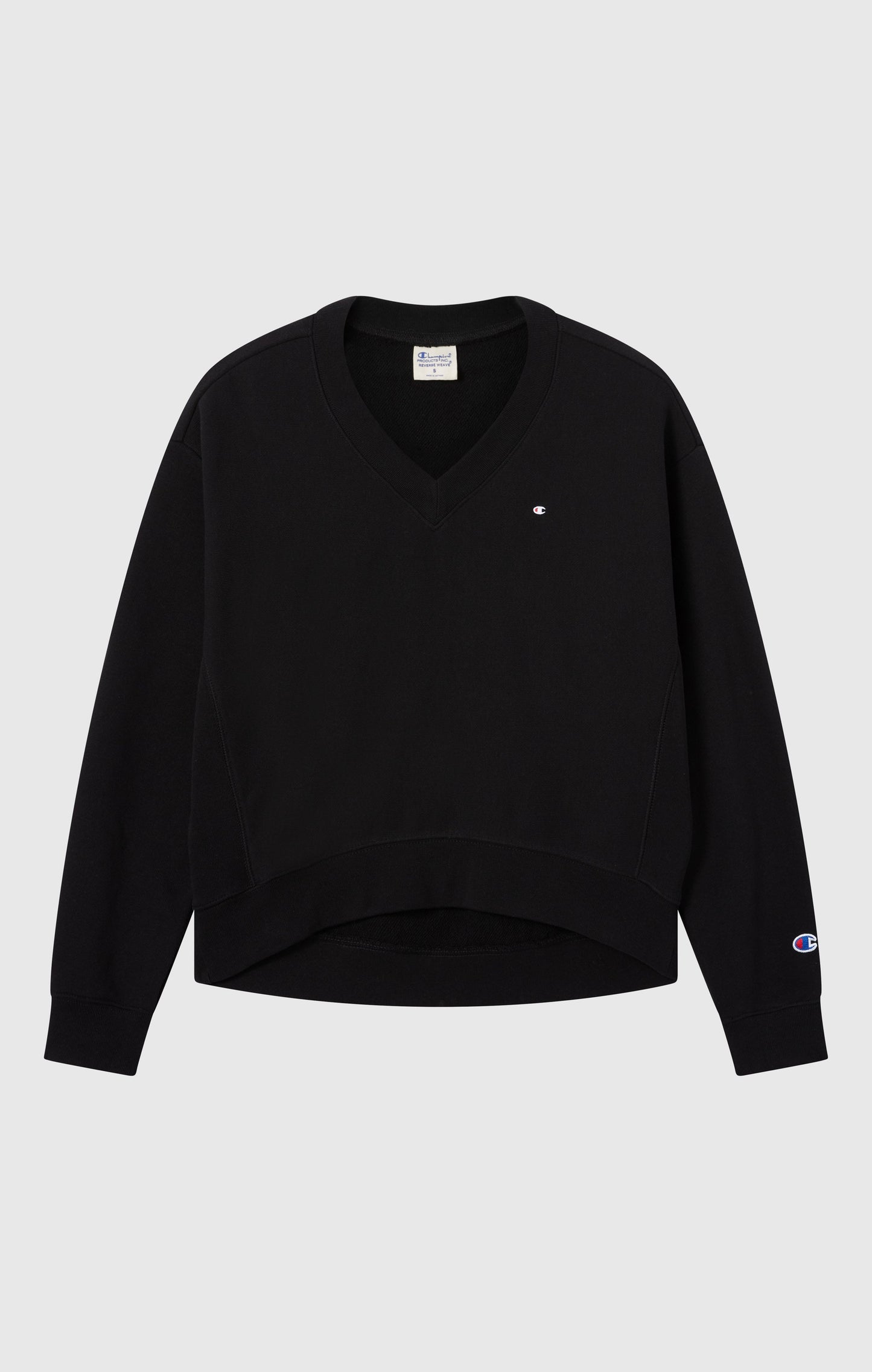 Leichtes Damen-Sweatshirt mit V-Ausschnitt und Reverse Weave-Technologie