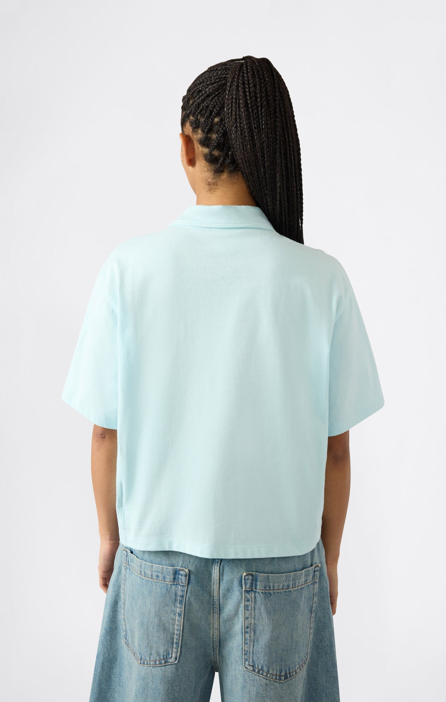Women's Cropped Cotton Jersey Polo Shirt