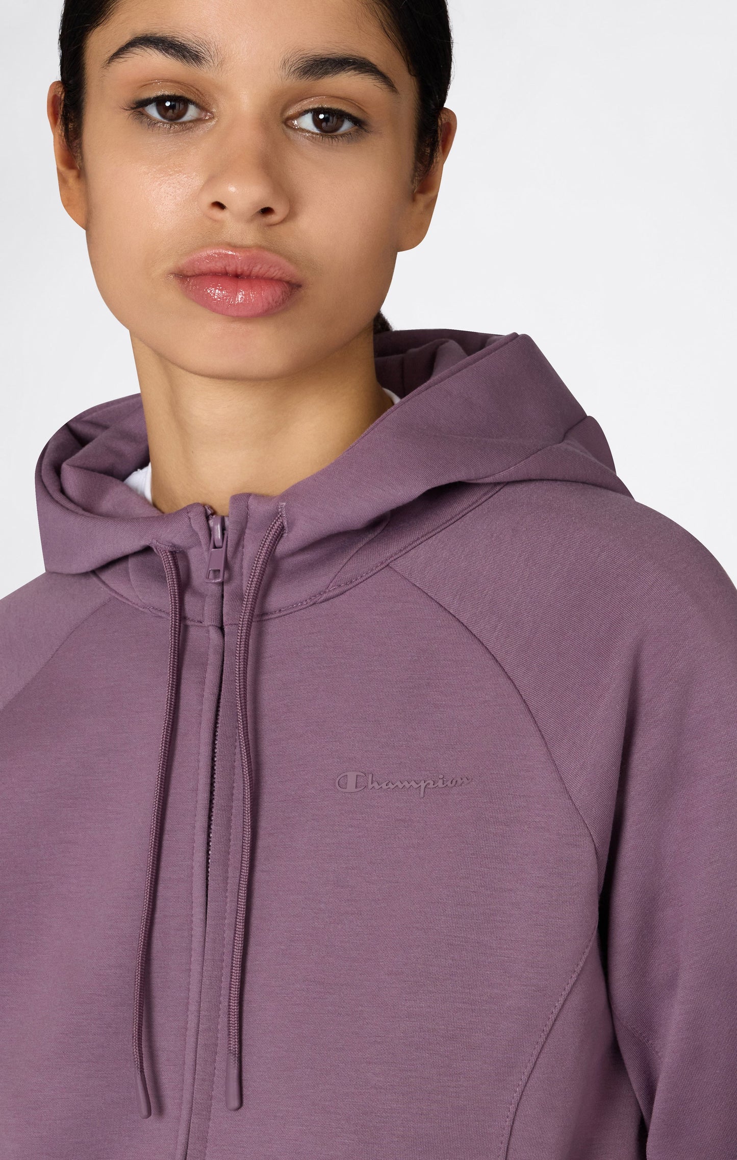 Damen Hoodie mit durchgehendem Reißverschluss aus Interlock-Stoff