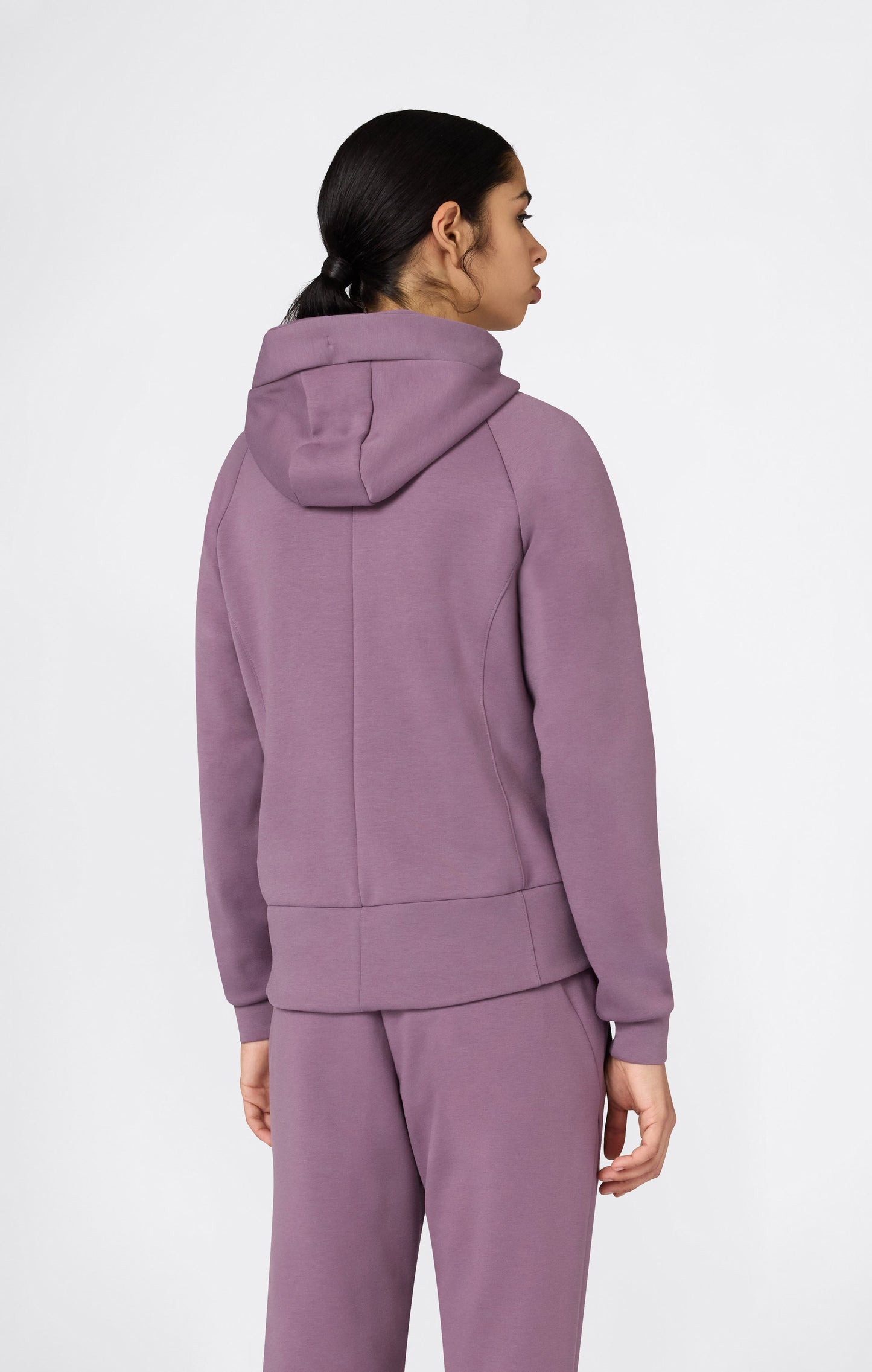 Damen Hoodie mit durchgehendem Reißverschluss aus Interlock-Stoff