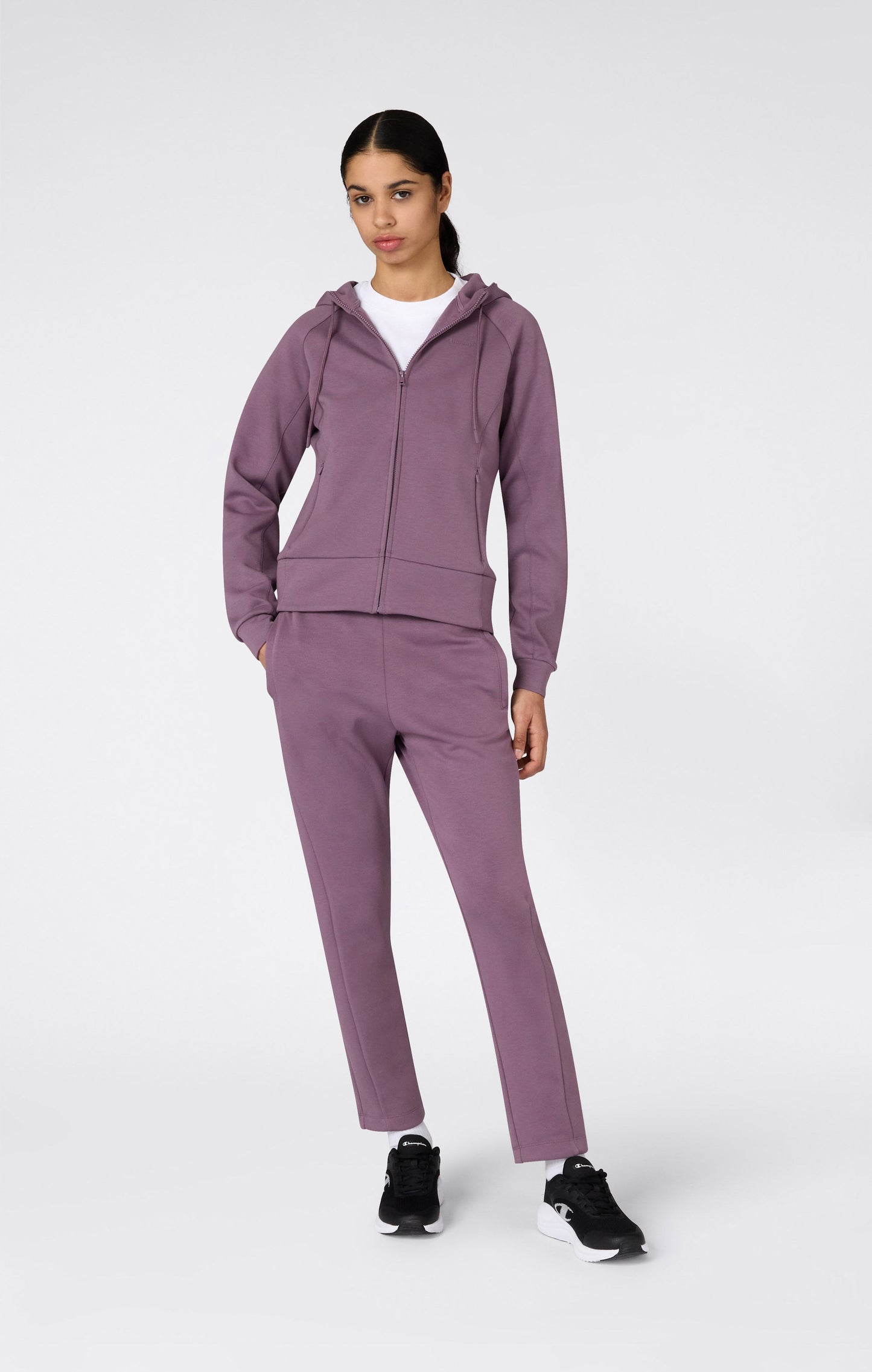 Damen Hoodie mit durchgehendem Reißverschluss aus Interlock-Stoff
