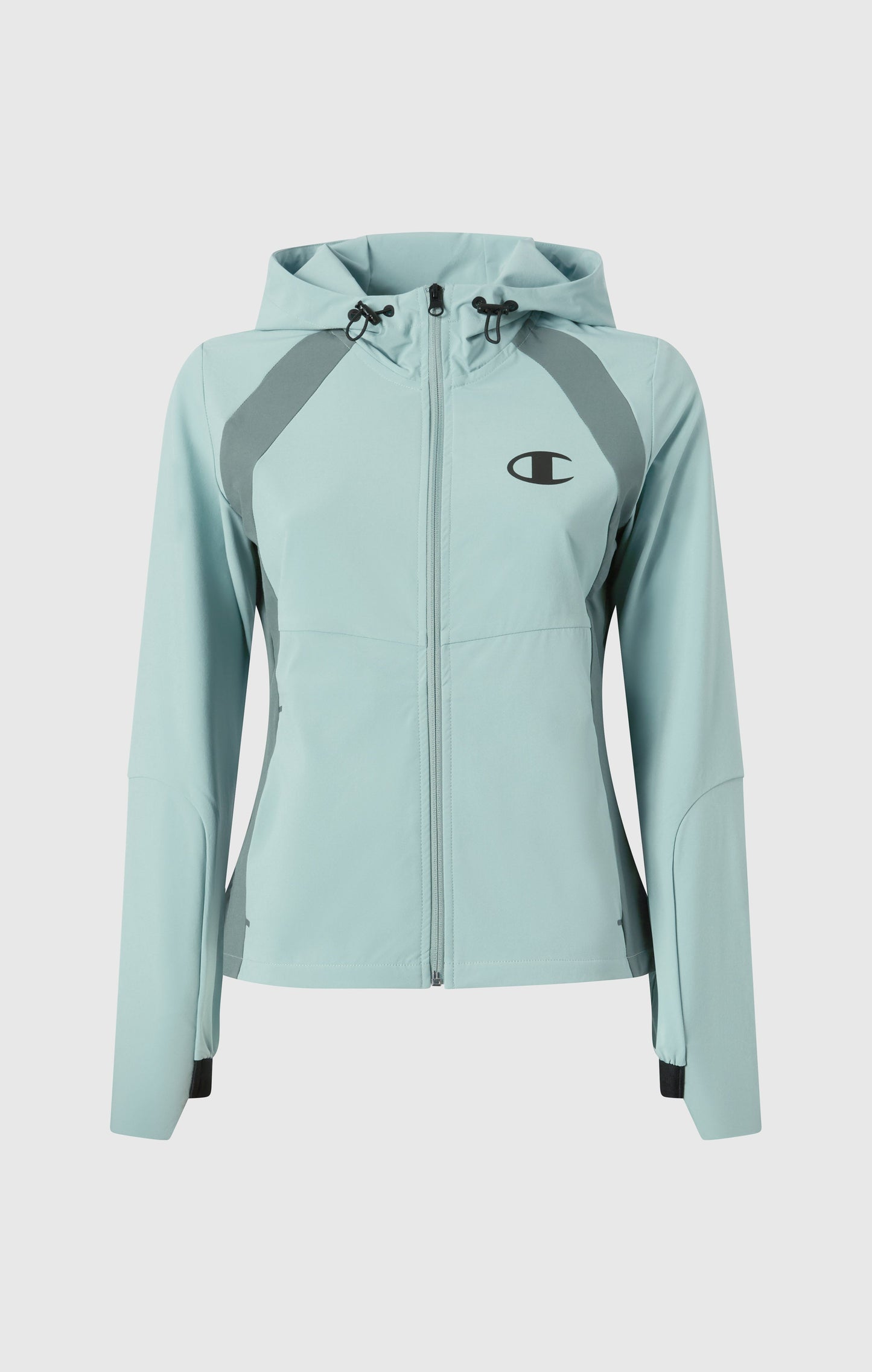 Women's Stretch Nylon Hooded Track Top Slim Fit