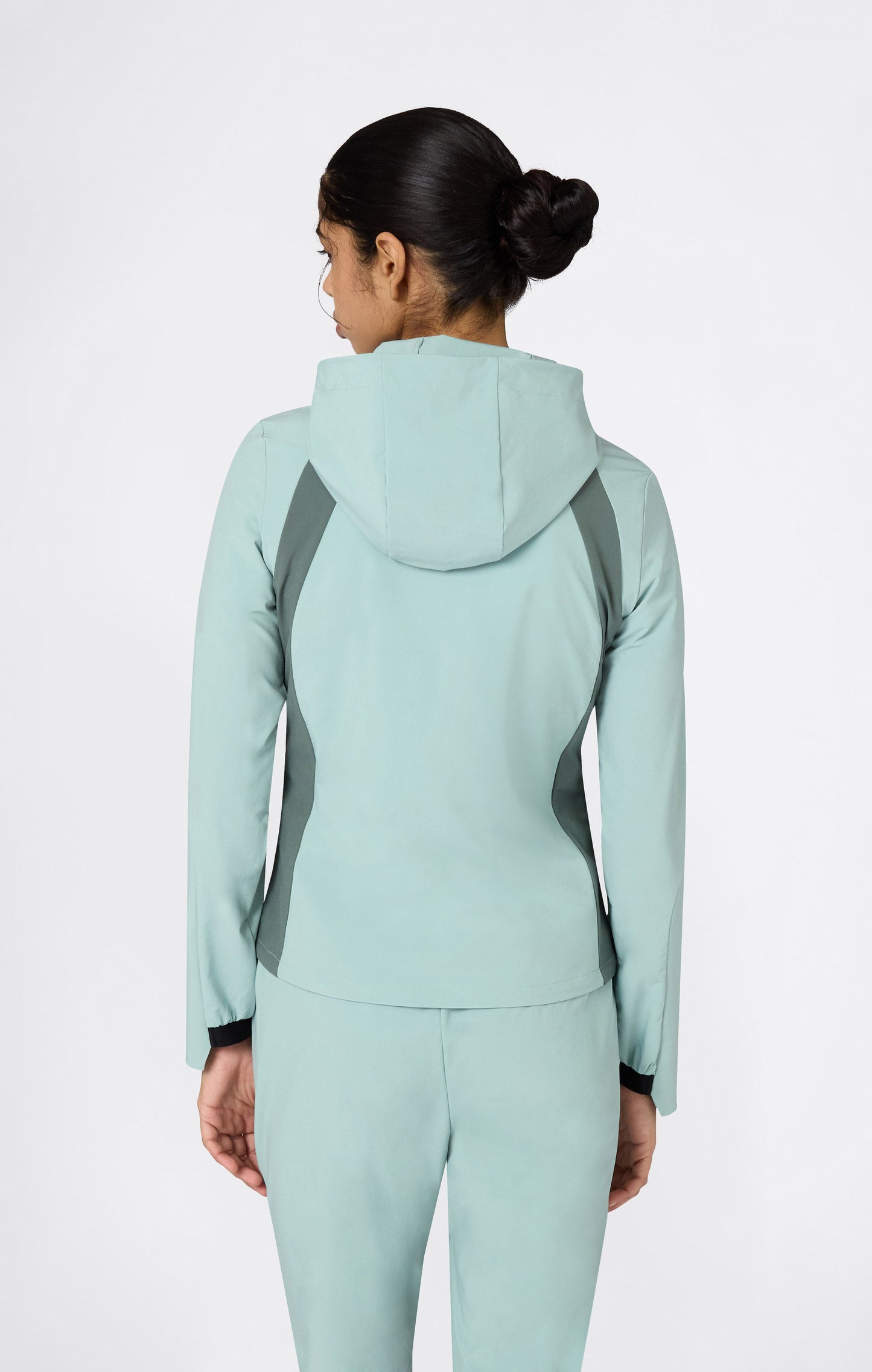 Women's Stretch Nylon Hooded Track Top Slim Fit