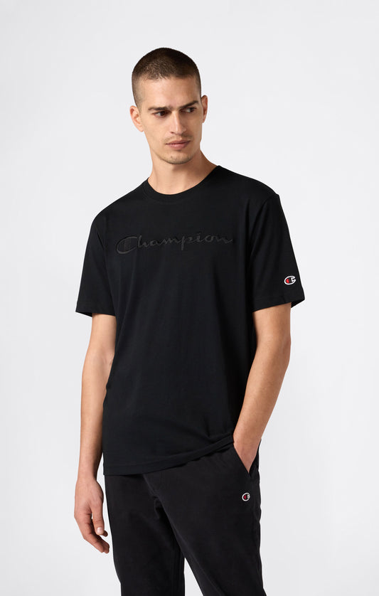 Herren-T-Shirt mit großem, gesticktem Logo-Motiv