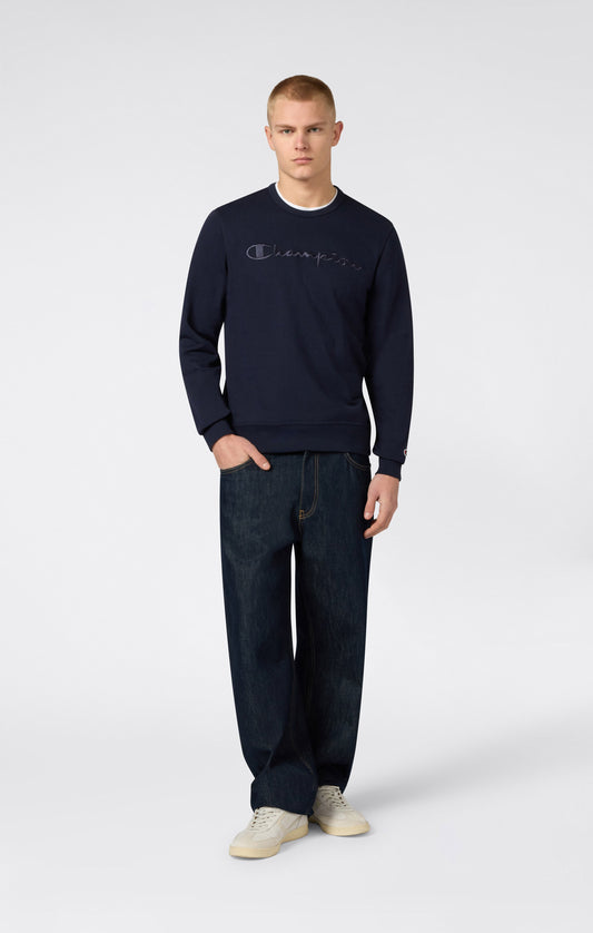 Men's Lightweight Crewneck Sweatshirt with Tonal Logo Icons