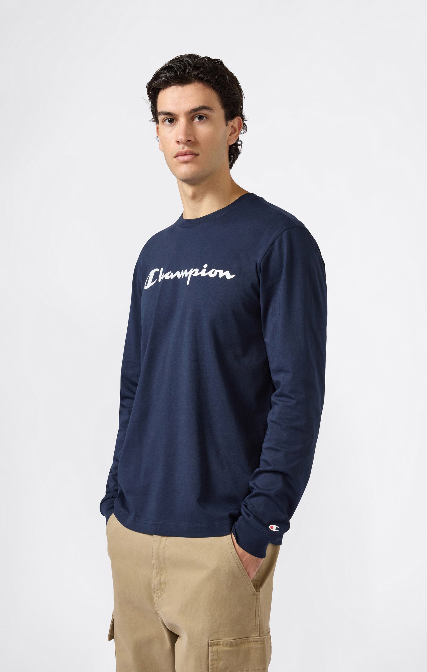 Herren Langarm-T-Shirt mit Skript-Logo